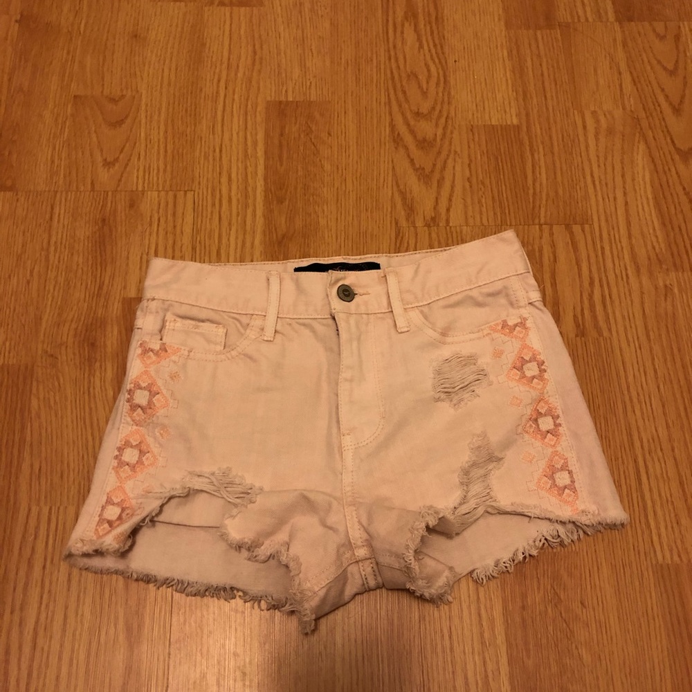 Pink Ripped Jean Shorts